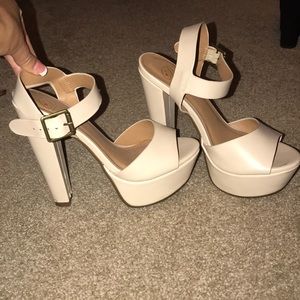 Cream Platform Block-Heels